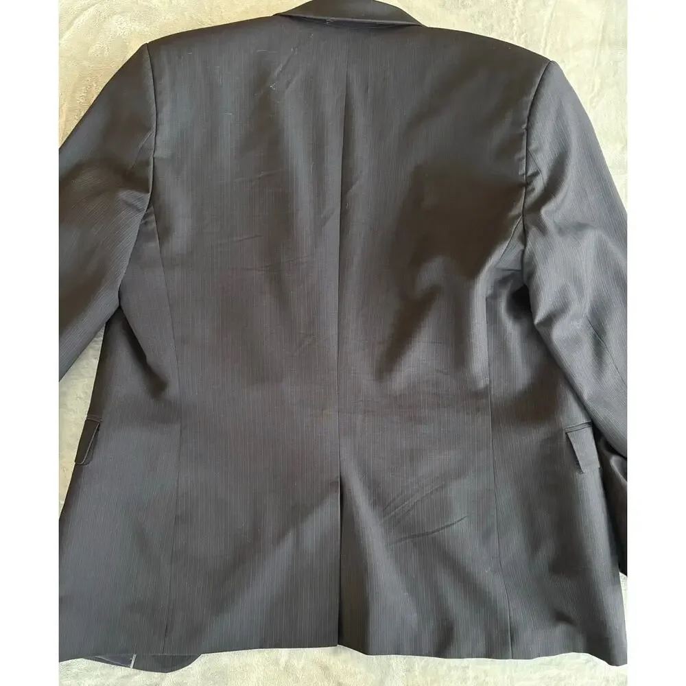 Banana Republic Blazer Jacket Mens 42R Navy Blue Micro-stripe Wool Sportcoat